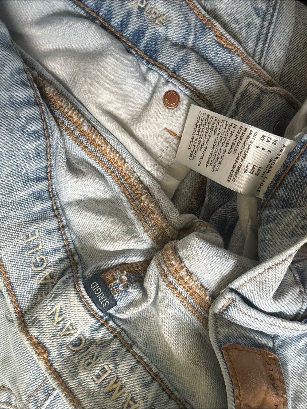 American Eagle Stovepipe Jeans Size 6 Strigid High Rise Distressed Straight Leg - Picture 6 of 7